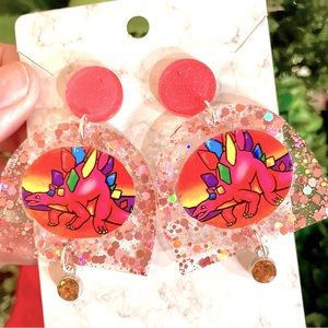 Lisa Frank Dinosaur Sticker Earrings